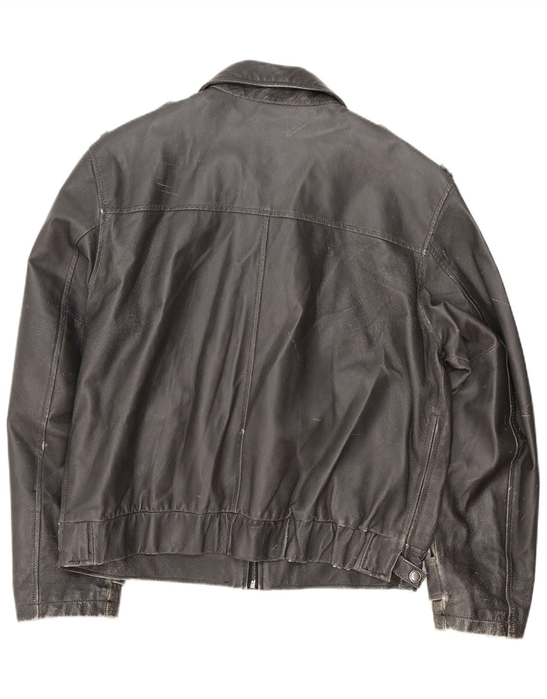 Vintage Herre Military Læderjakke IT 54 2XL Sort Læder