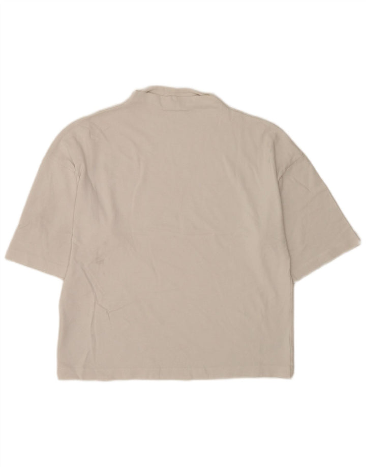 Zara Dame Oversized T-Shirt Top UK 10 Small White Bomuld