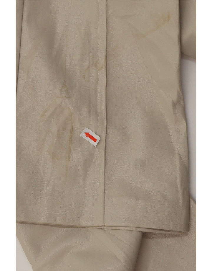 ZARA Dame imiteret læder Bootcut Bukser Small W26 L26 Beige Polyamid