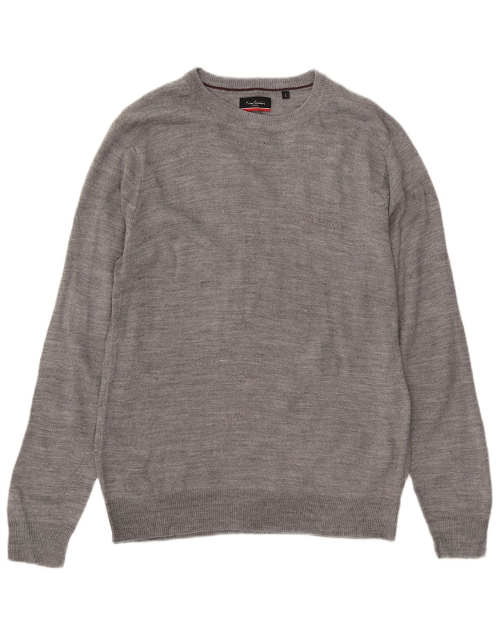 Pierre Cardin Herre Crew Neck Jumper Sweater Stor Grå Akryl