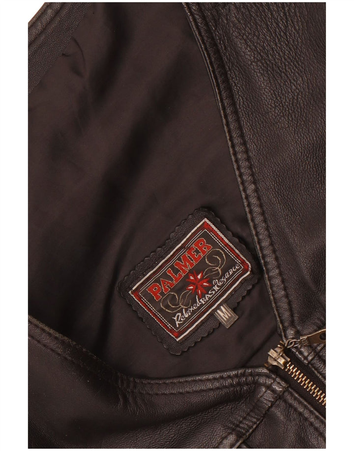 Vintage Herre Læder Utility Gilet UK 38 Medium Black