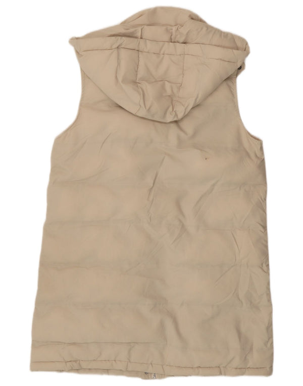 Zara Longline hættetrøje polstret Gilet UK 14 Medium Beige Polyester