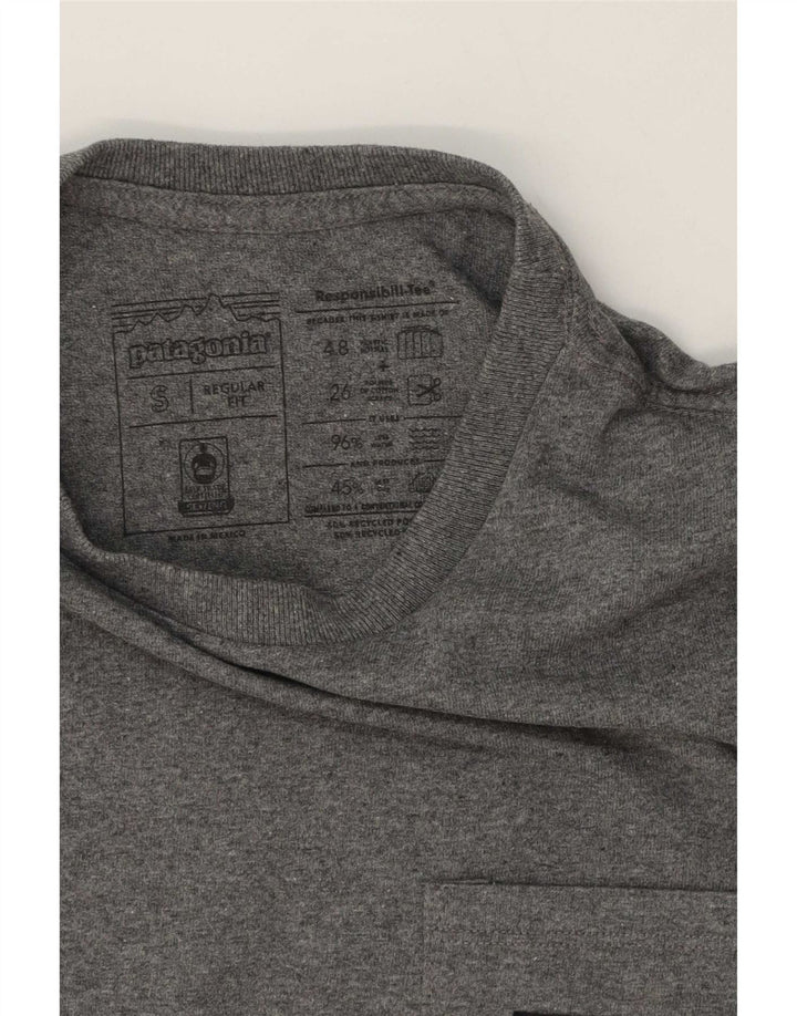 Patagonia Herre Regular Fit T-Shirt Top Lille Grå Bomuld