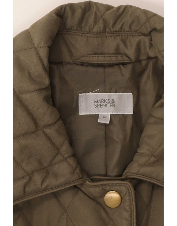 Marks & Spencer Quiltet jakke til kvinder UK 16 Stor grøn polyester