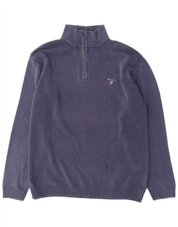 Gant Herre Zip Neck Jumper Sweater XL Navy Blue Bomuld