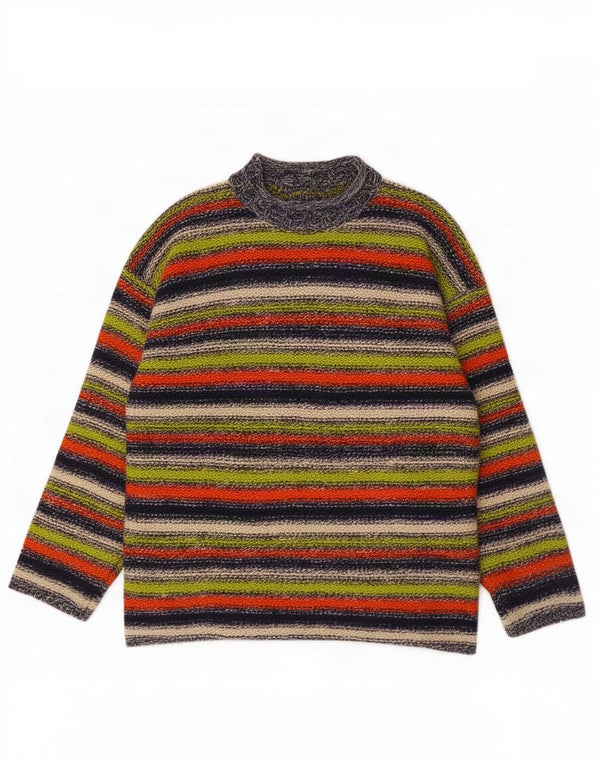 Vintage Womens Turtle Neck Jumper Sweater UK 18 XL Multicoloured Striped