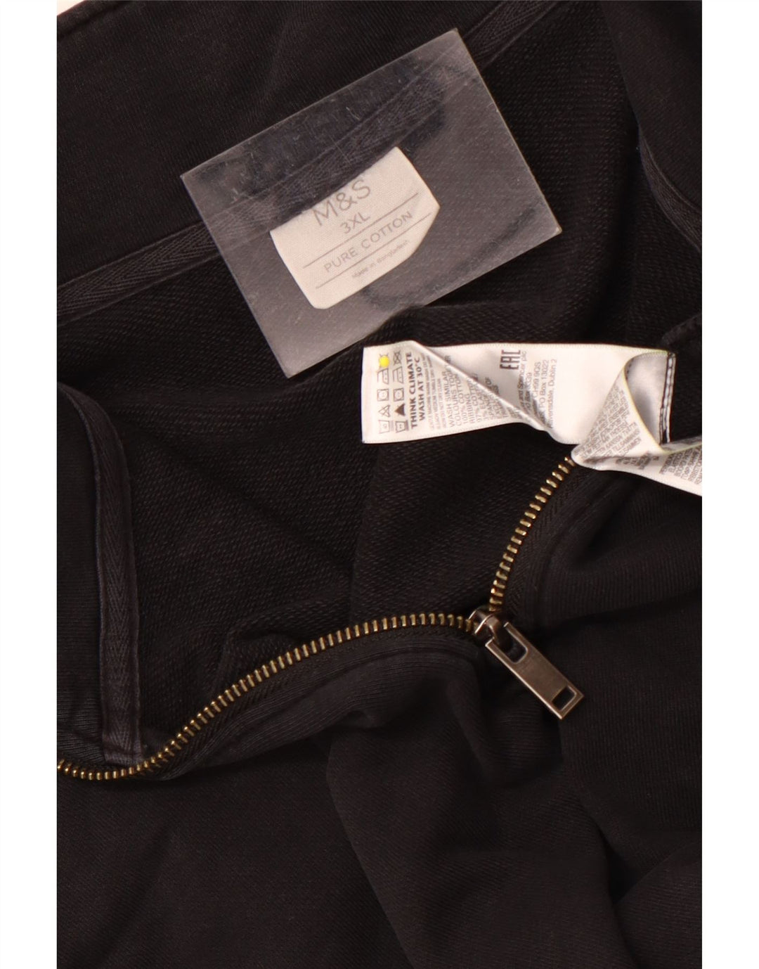 Marks & Spencer Sweatshirt med lynlås til mænd 3XL sort bomuld