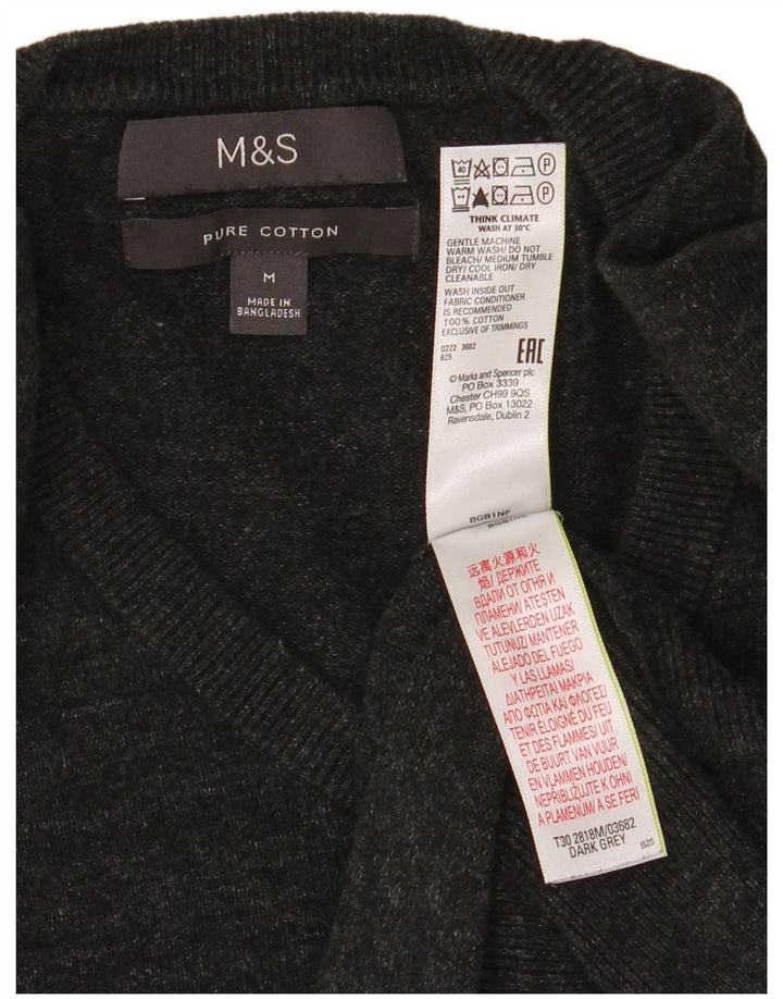 Marks & Spencer Herre V-hals sweater Medium Grey Flecked Bomuld