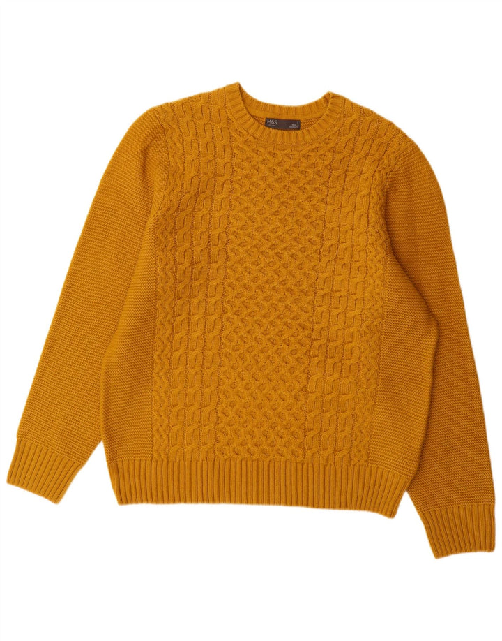 Marks & Spencer Herre sweater med rund hals, stor gul akryl