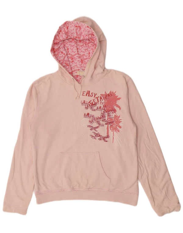 Fat Face Dame Grafisk Hoodie Jumper UK 14 Medium Pink Bomuld