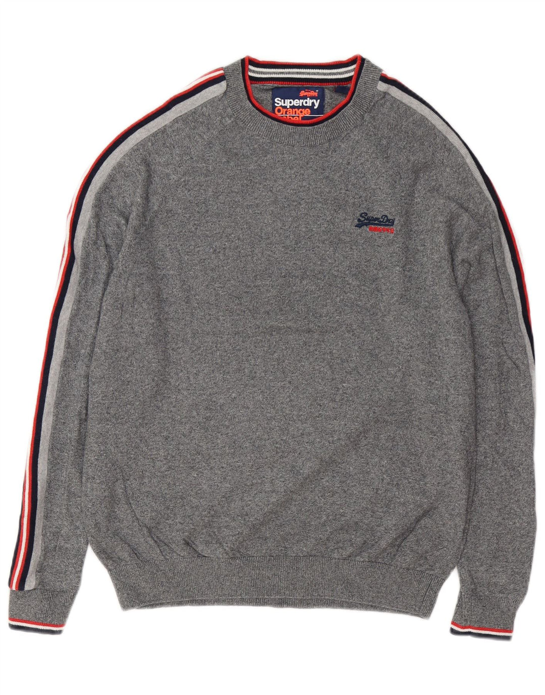 SUPERDRY Dame sweater med rund hals DK 16 Stor grå bomuld