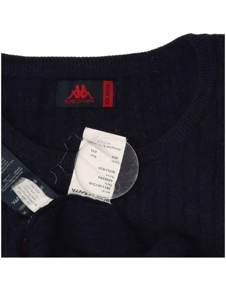 Kappa herre rund hals sweater 2XL marineblå uld