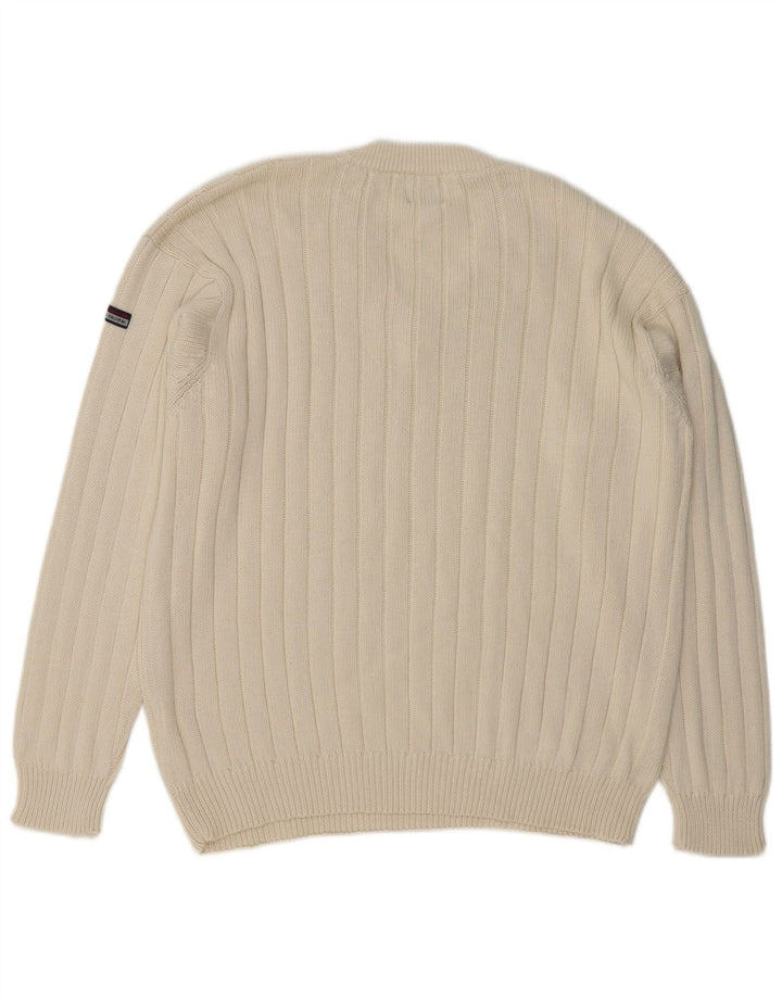 Sergio Tacchini Herre V-hals sweater Large Off White Bomuld