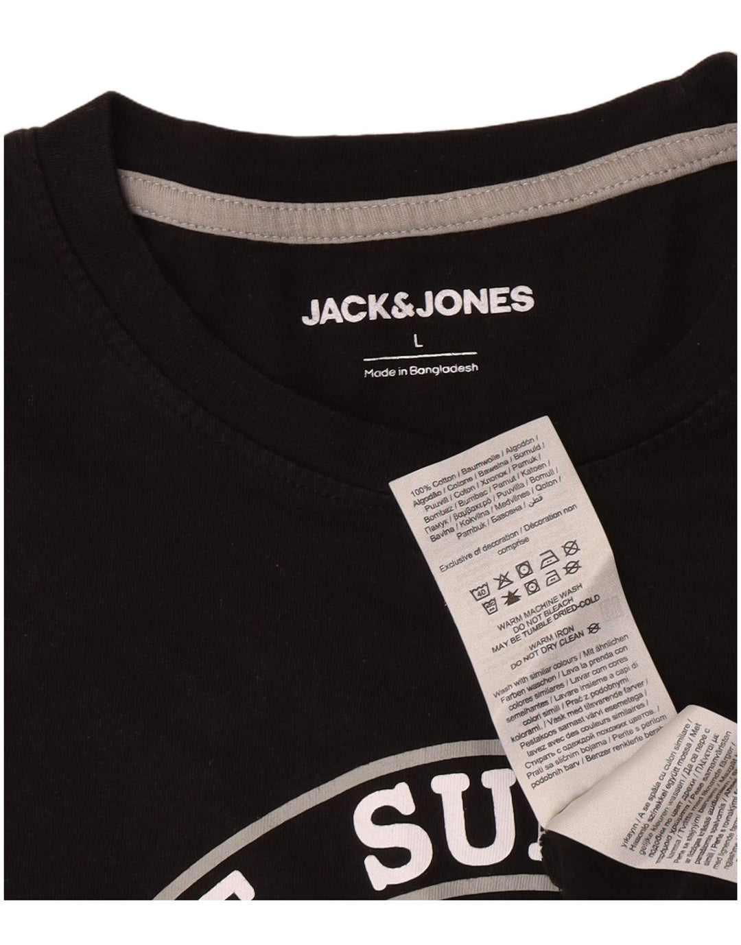 Jack & Jones Herre grafisk T-shirt Top Stor sort bomuld