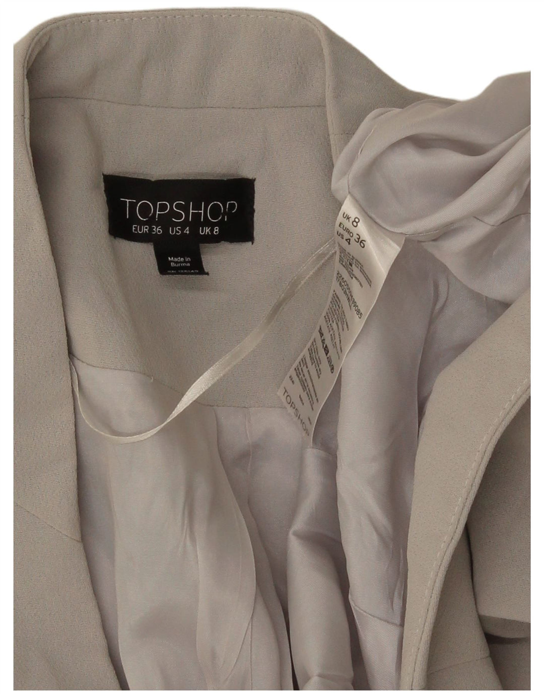 Topshop Bolero-jakke til kvinder UK 8 Lille grå polyester