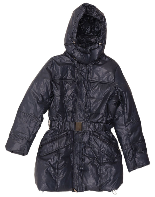 oltre Dame Hætte Polstret Frakke UK 16 Large Navy Blue Polyester