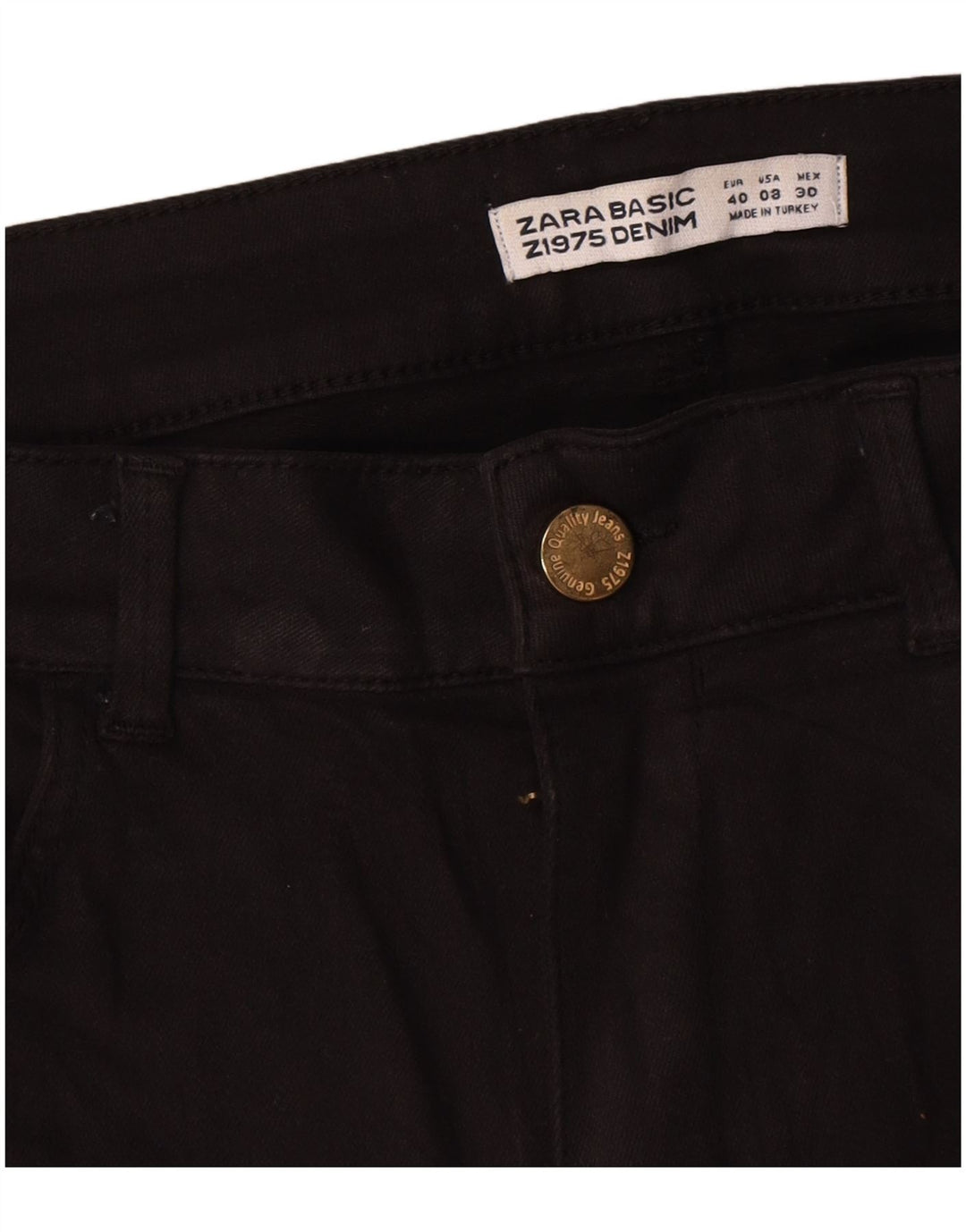 Zara Dame Straight Jeans EU 40 Medium W30 L30 Sort Bomuld