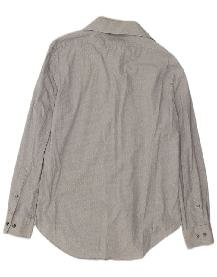 CALVIN KLEIN Herre Slim Fit skjorte str. 15 Medium Grey Spotted Bomuld
