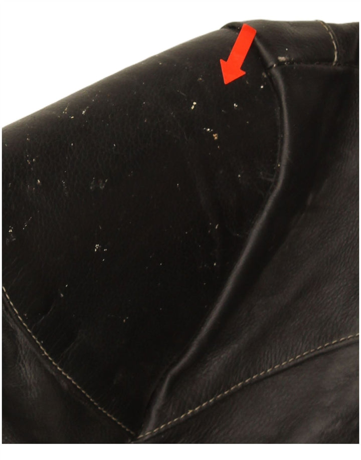 POLO Dame Læder Racer Jakke UK 14 Medium Sort Læder