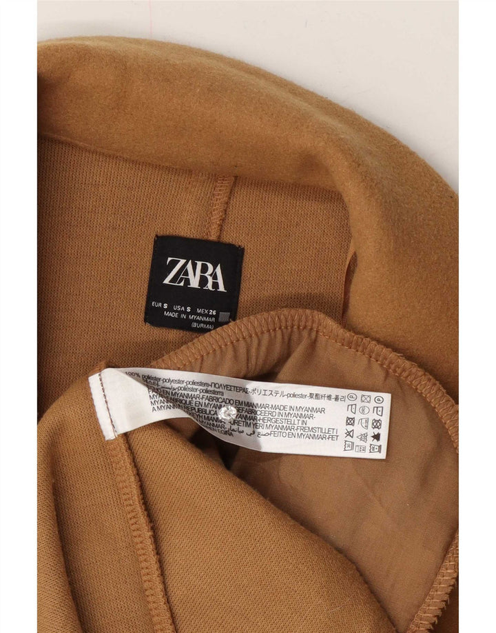 Zara Womens Open Overcoat UK 10 Small Beige Polyester