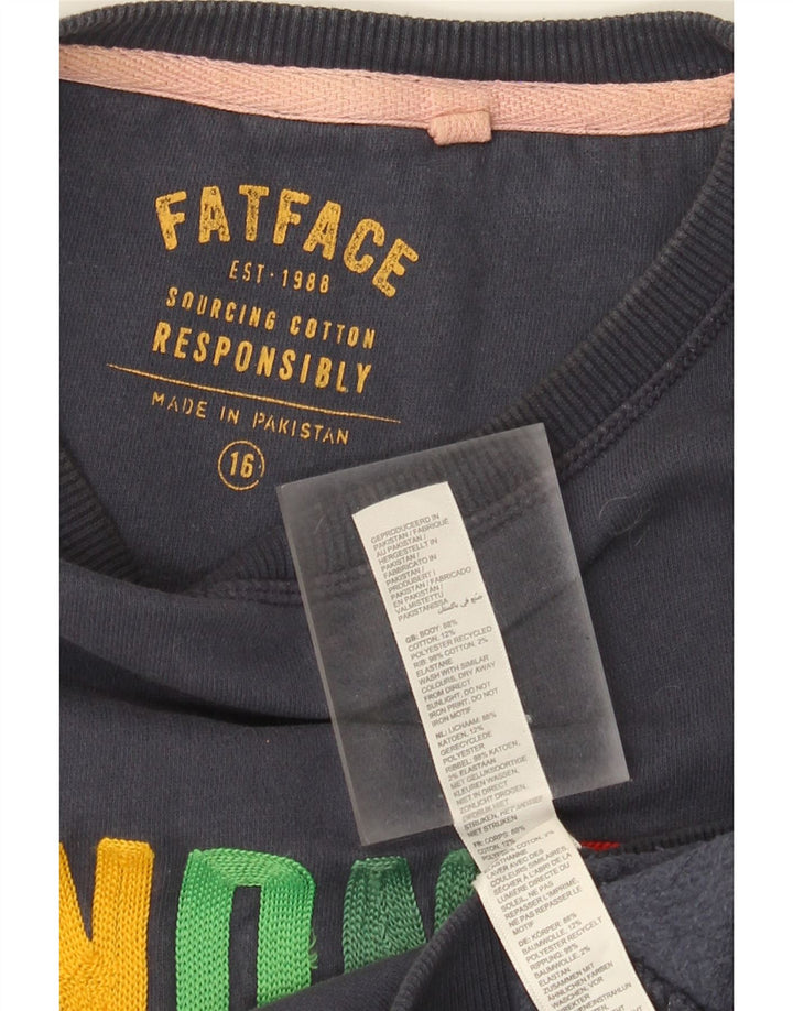 Fat Face Dame Grafisk Oversized Sweatshirt Jumper UK 16 Large Navy Blue