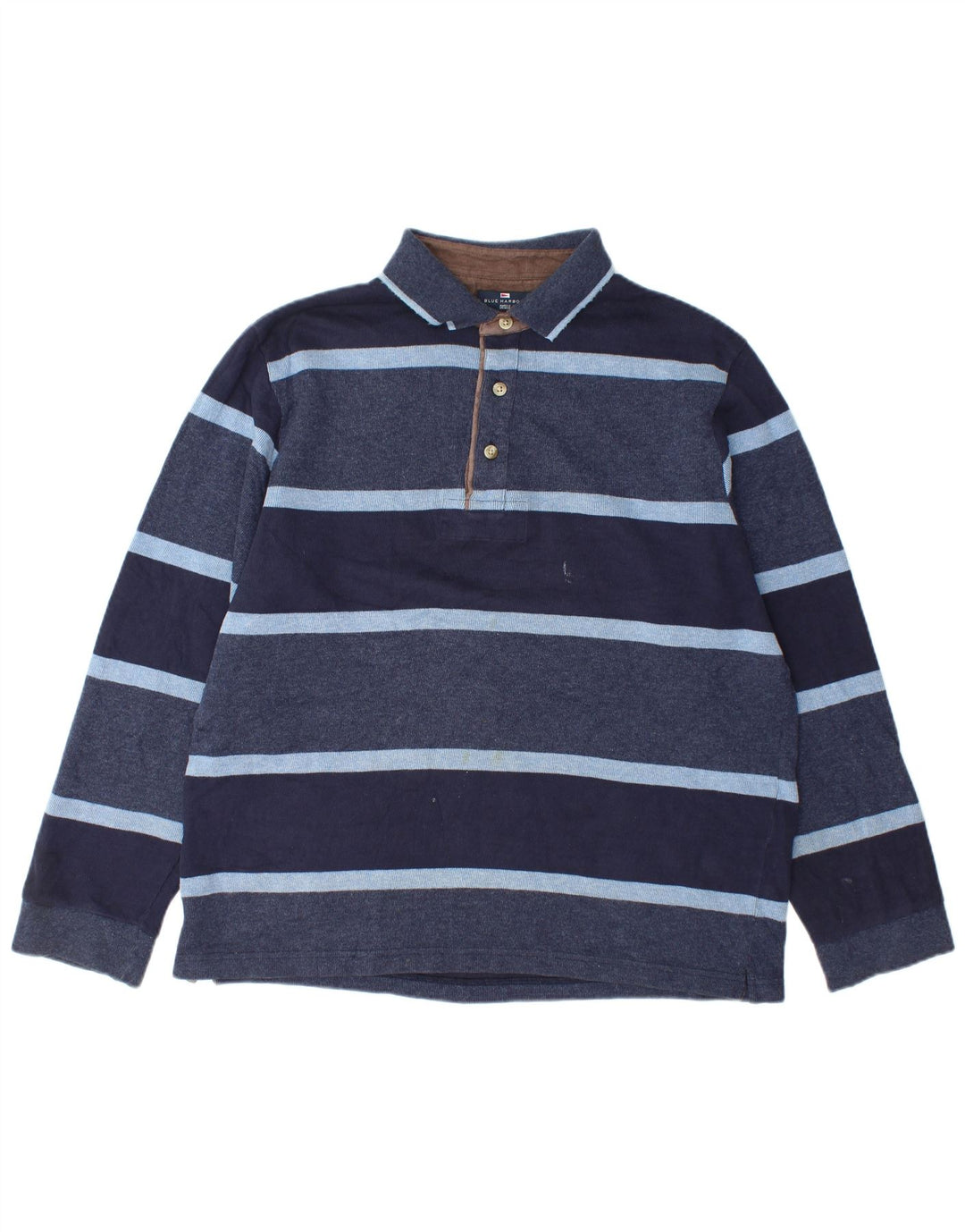 Marks & Spencer Langærmet Rugby Polo Shirt til mænd Medium Navyblå stribet