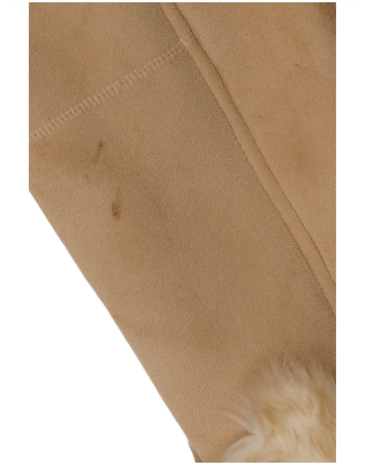 Gerry Weber Dame Oversized Sherpa Overfrakke UK 12 Medium Beige Polyester