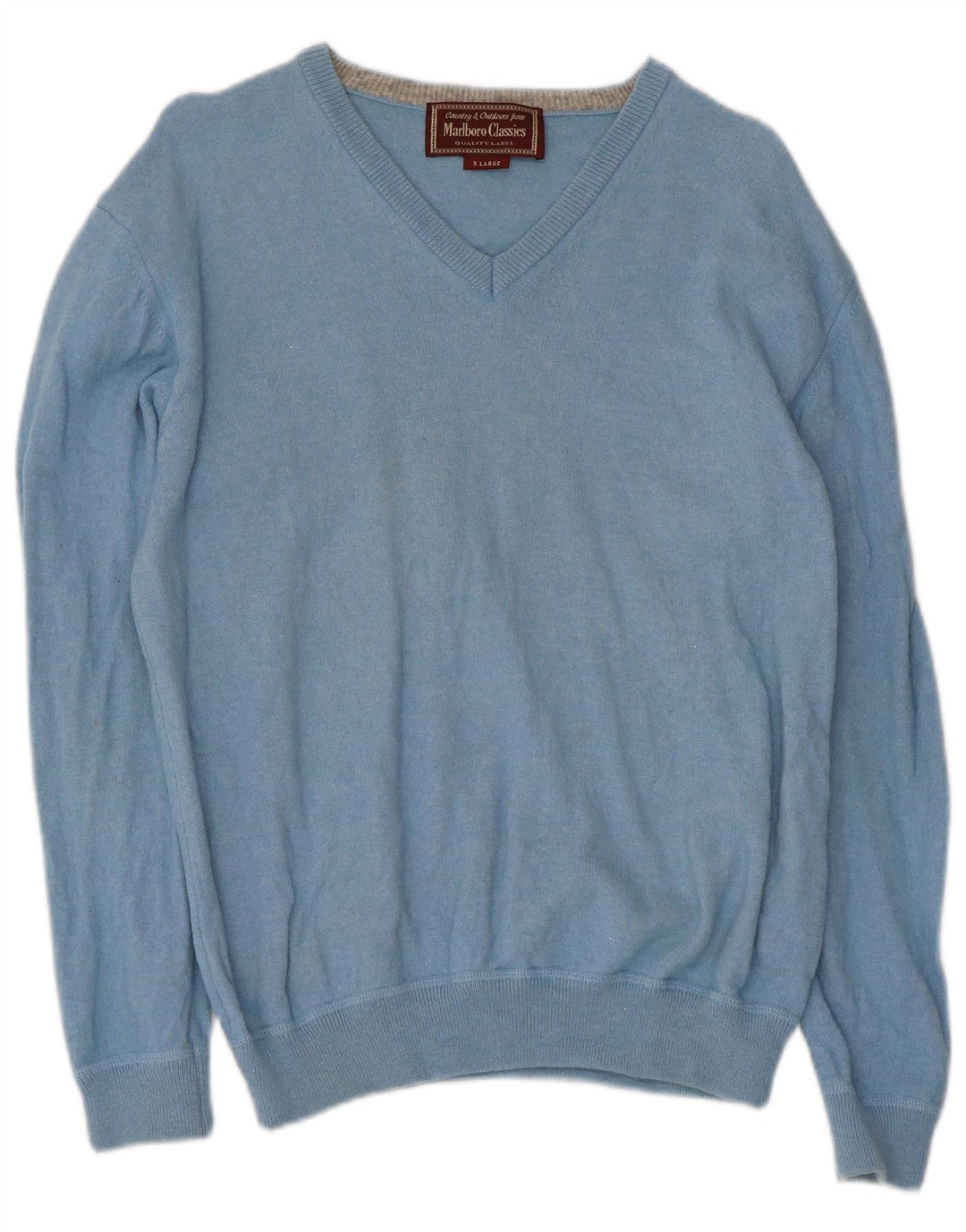 Marlboro Classics Dame V-hals sweater UK 18 XL Blå Uld