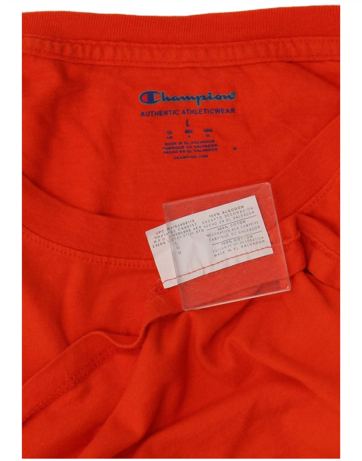 CHAMPION Mens Graphic T-Shirt Top Large Orange Cotton