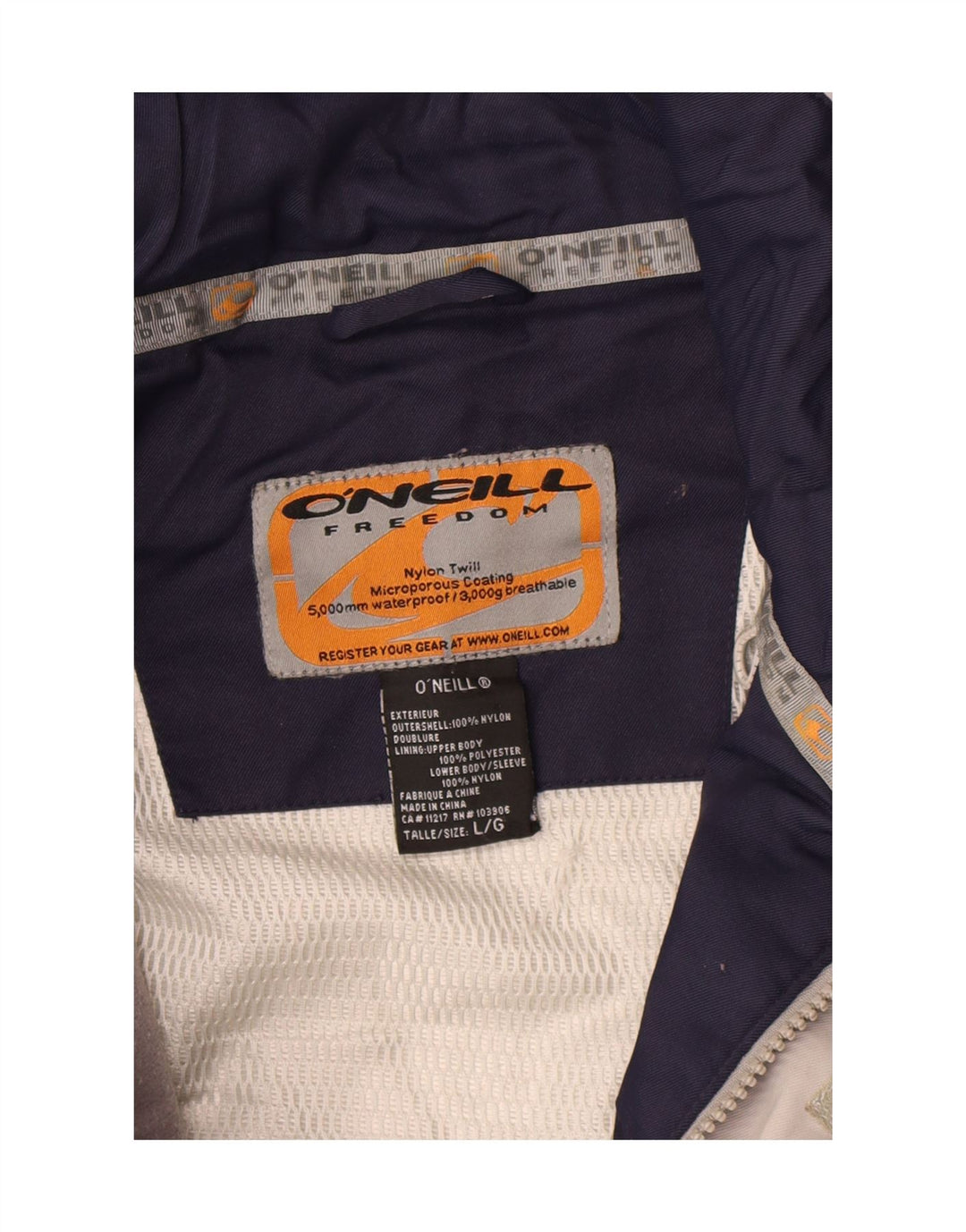 O'Neill Regnjakke til mænd UK 40 Large Blue Colourblock Polyester