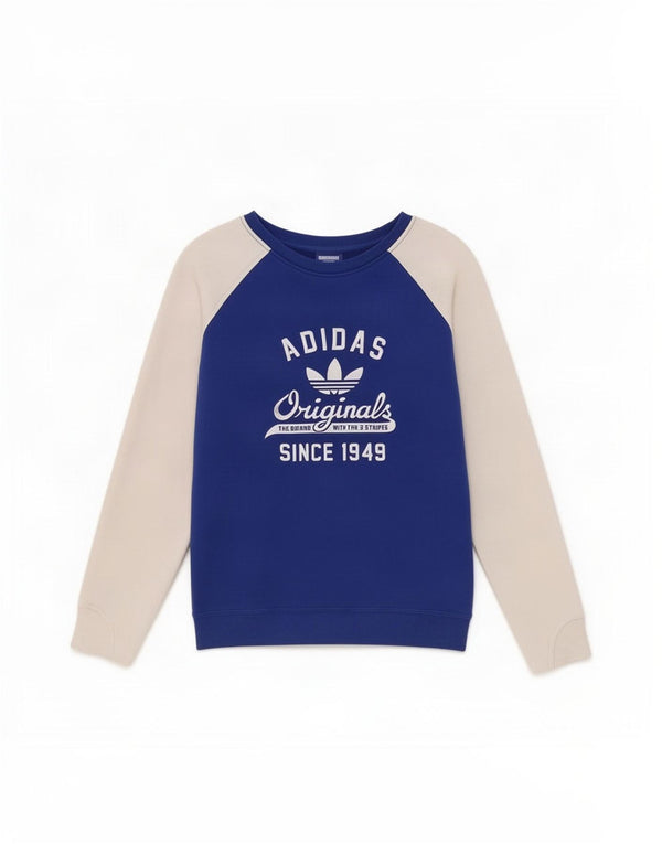 Adidas Womens Graphic Sweatshirt Jumper UK 10 Small Blue Colourblock