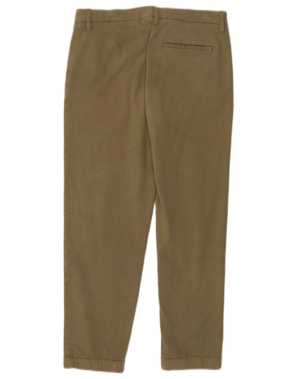 Moschino Dame Straight Cropped Trousers UK 8 Small W28 L25 Khaki Cotton