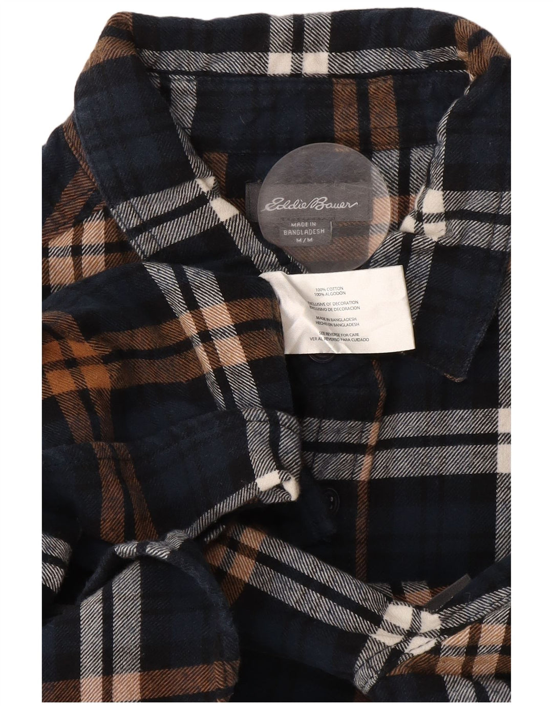Eddie Bauer Herre Flanelskjorte Medium Navyblå Plaid Bomuld