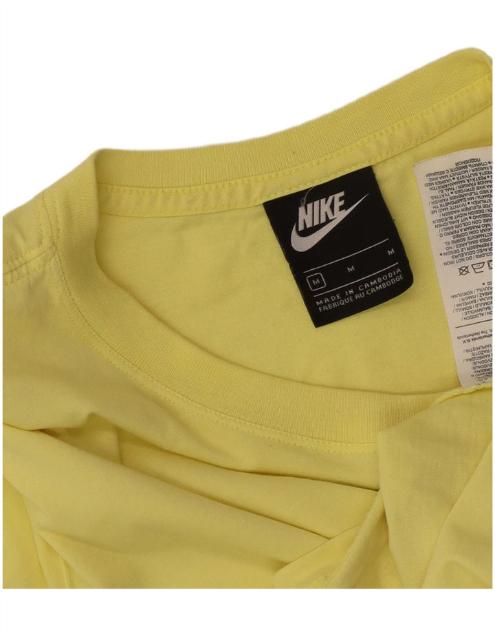 Nike Dame Crop T-Shirt Top UK 14 Medium Gul Bomuld