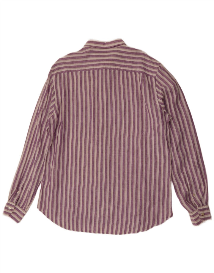 Massimo Dutti herreskjorte XL lilla stribet hør
