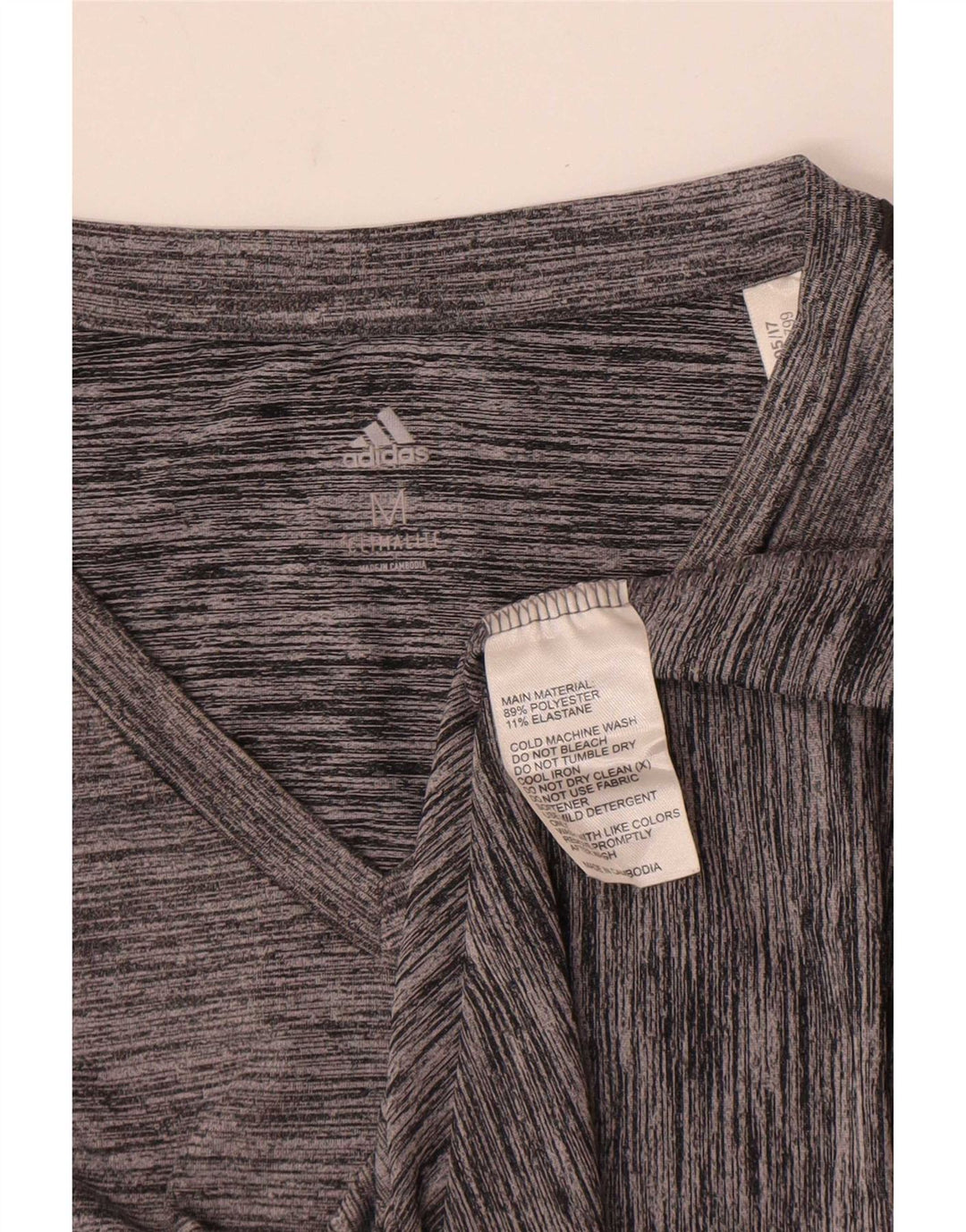 Adidas Dame Climalite T-Shirt Top UK 12 Medium Grey Flecked Polyester