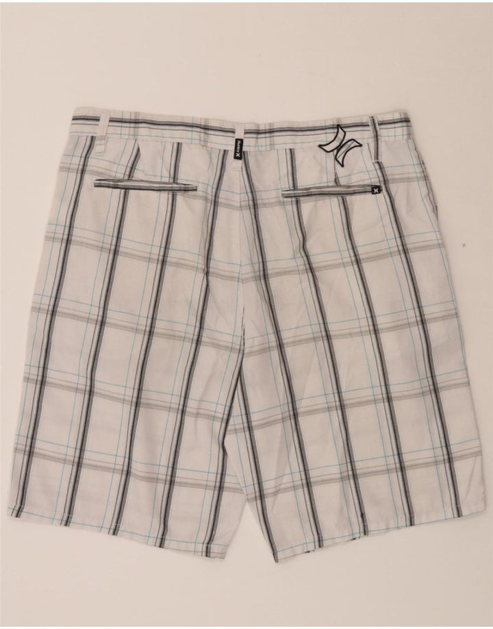 HURLEY Mens Chino Shorts W36 Large White Check Polyester Vintage Hurley and Second-Hand Hurley from Messina Hembry 