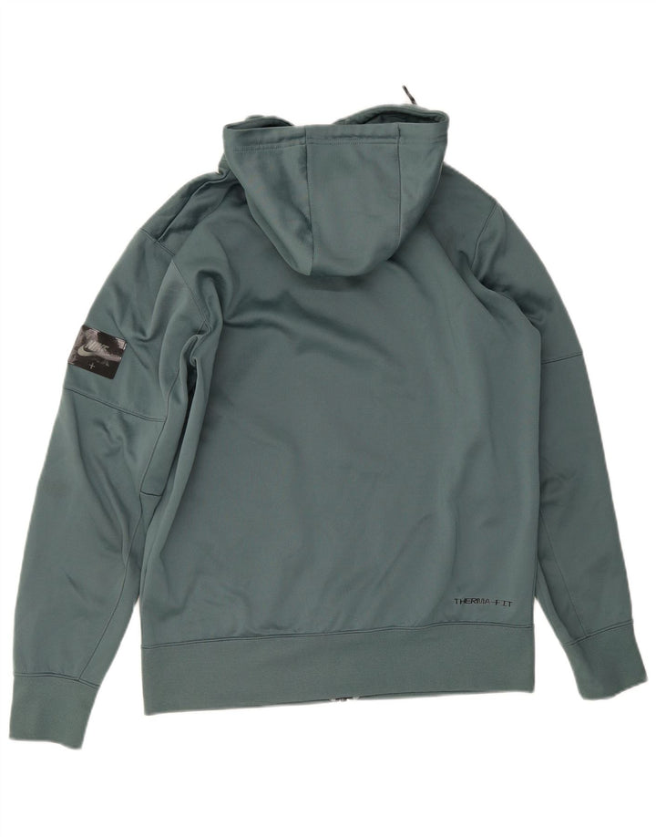 Nike Herre Therma-Fit grafisk hættetrøje med lynlås mellemgrøn polyester