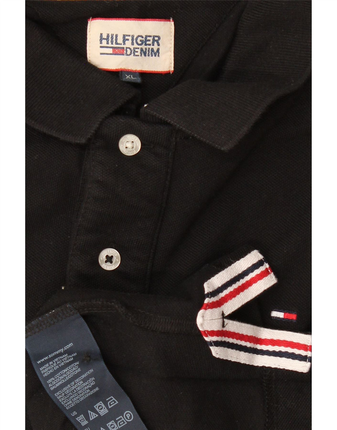 TOMMY HILFIGER Poloshirt til mænd XL sort bomuld