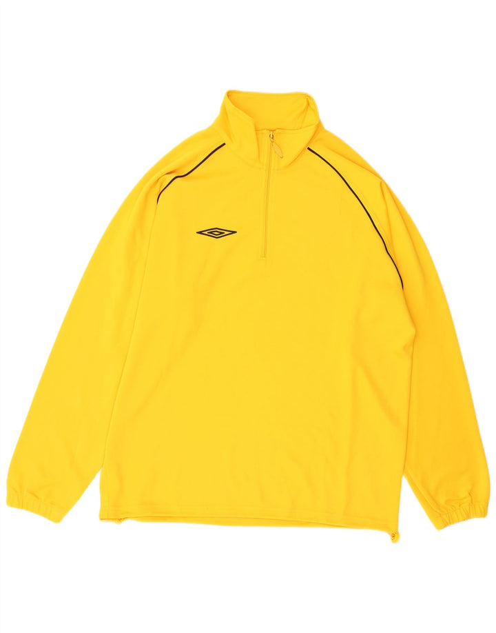 UMBRO Mens Zip Neck Sweatshirt Jumper 2XL Yellow Polyester
