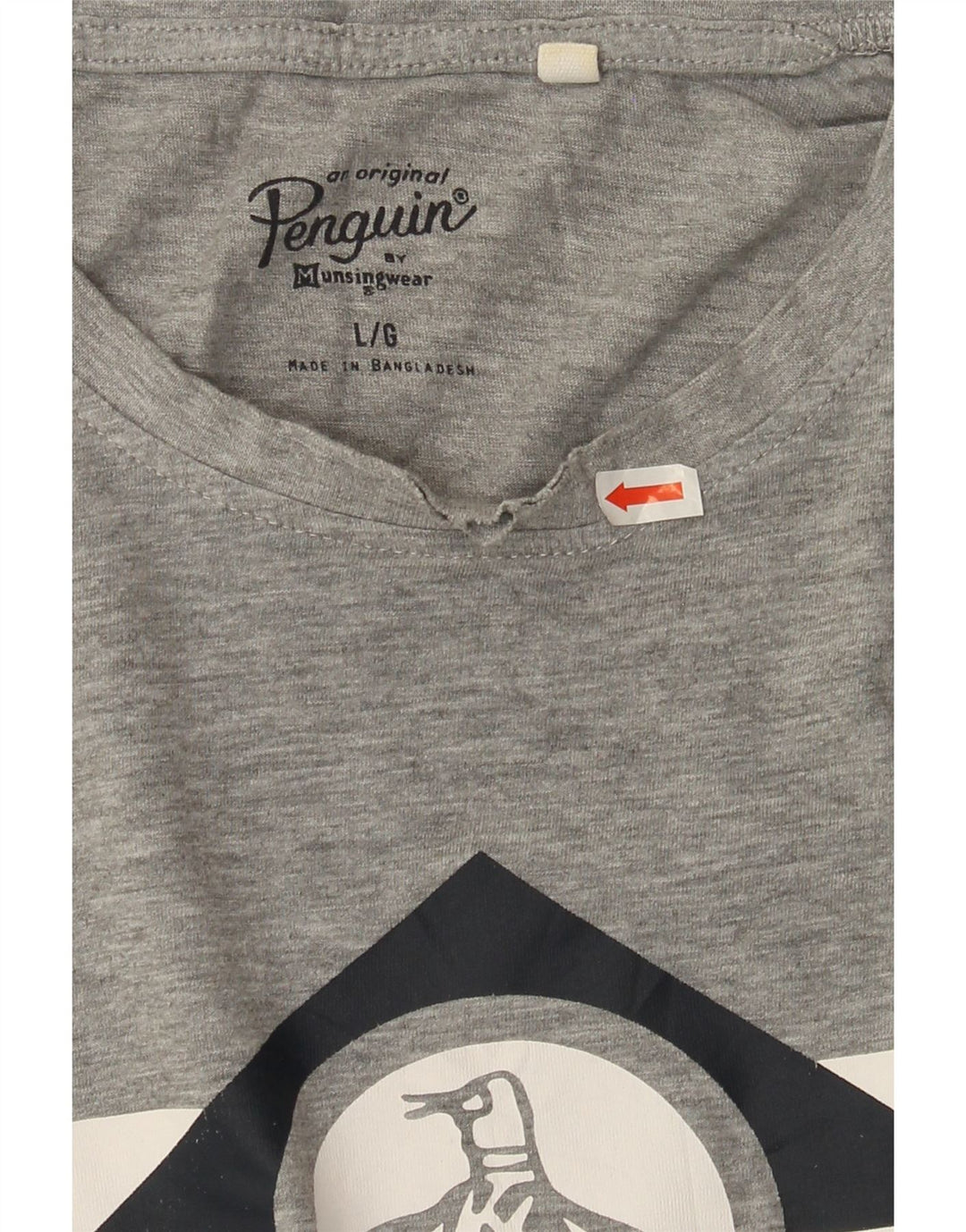 Penguin Herre Grafisk T-Shirt Top Stor Grå Bomuld
