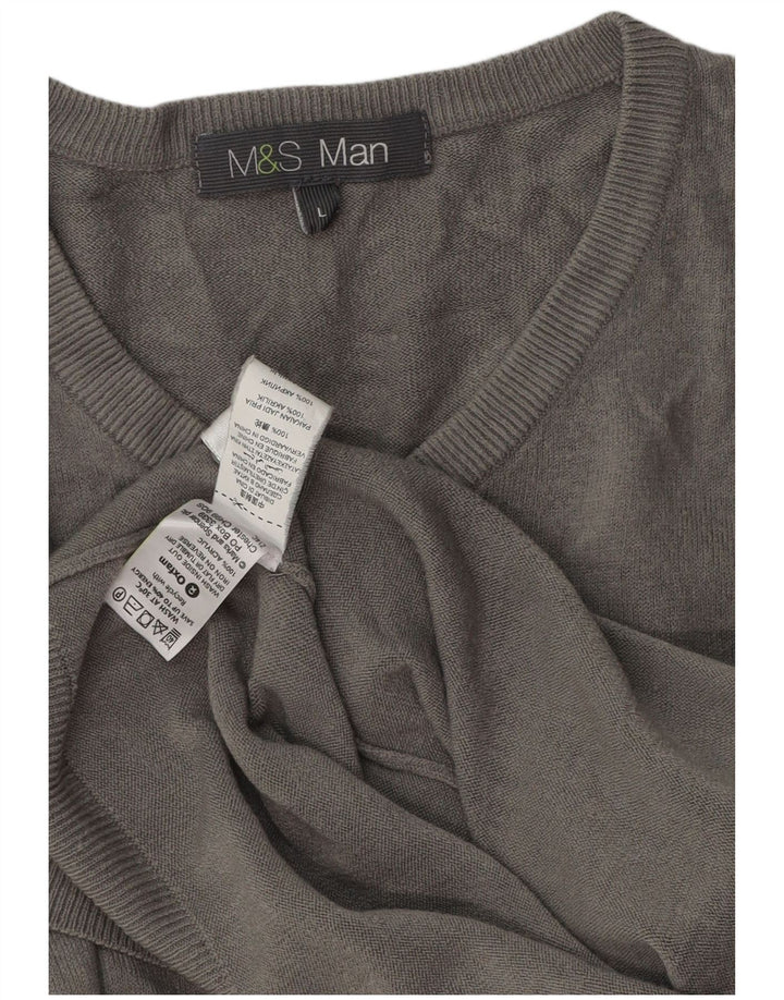 Marks & Spencer Herre V-hals sweater Stor Grå Akryl