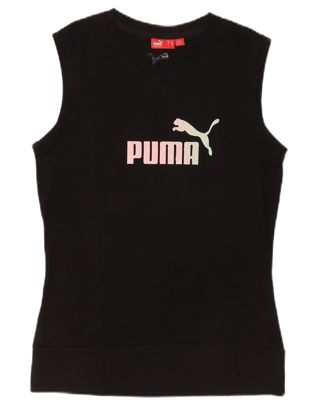 Puma Dame Grafisk Vest Top UK 12 Medium Sort Bomuld