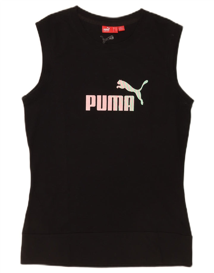 Puma Dame Grafisk Vest Top UK 12 Medium Sort Bomuld