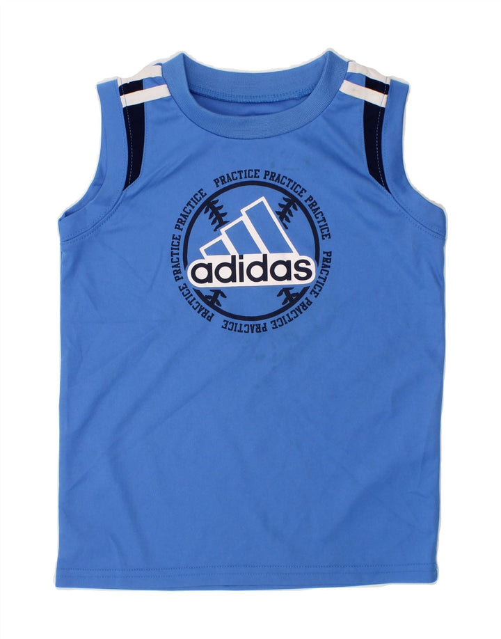 ADIDAS Boys Graphic Vest Top 2-3 Years Blue Polyester Vintage Adidas and Second-Hand Adidas from Messina Hembry 