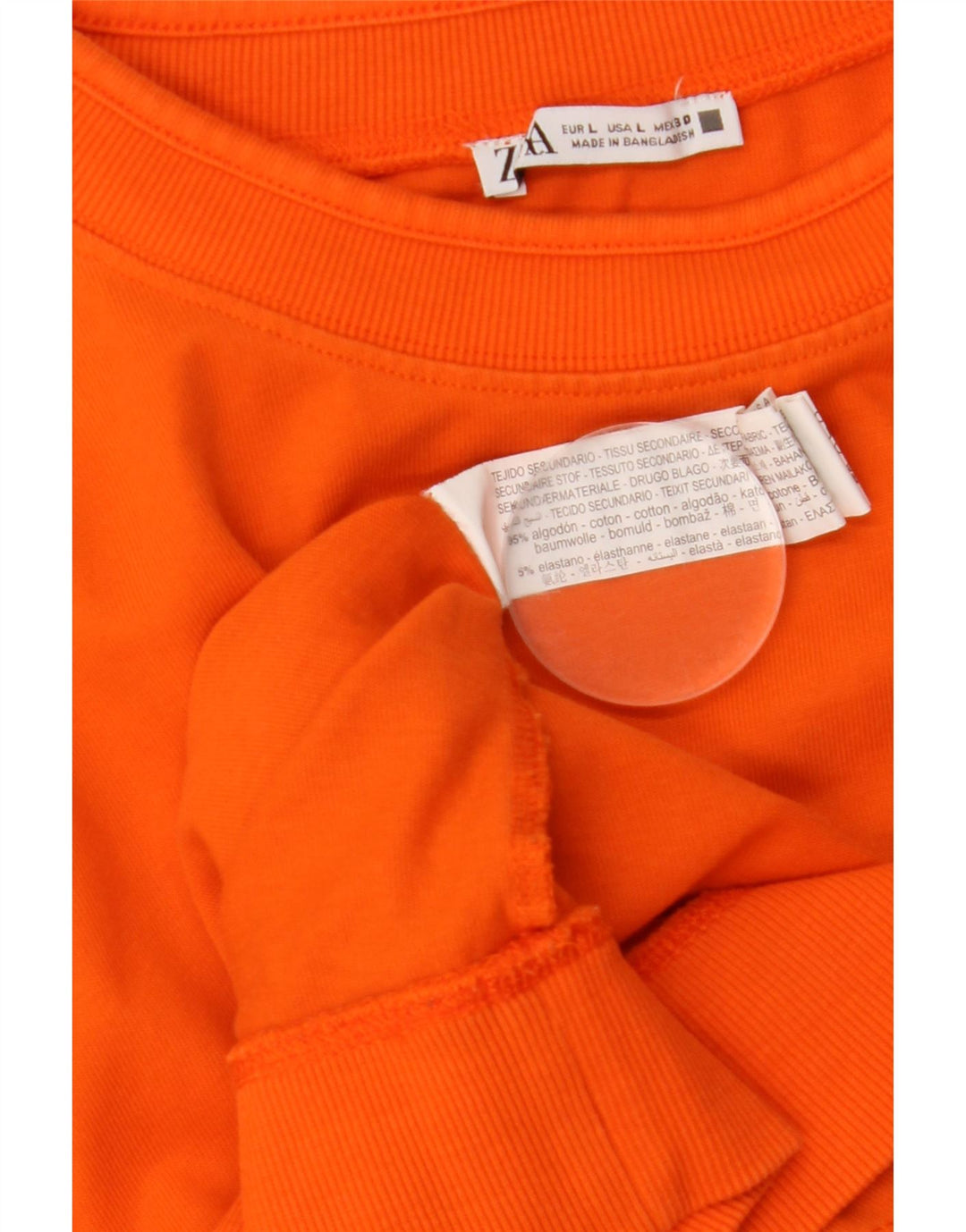 ZARA Dame Sweatshirt Jumper UK 16 Stor Orange Bomuld