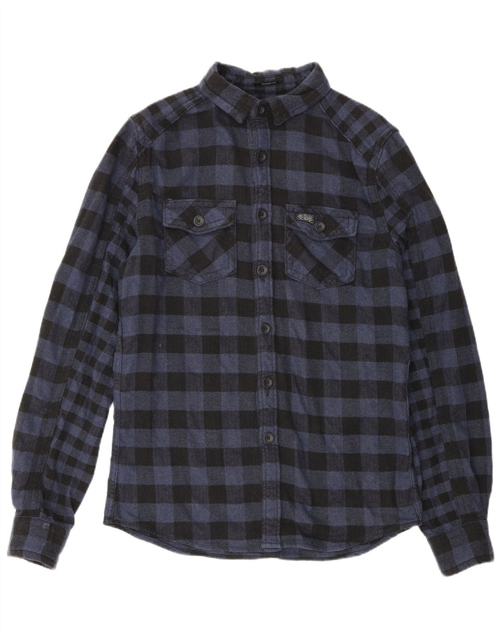 Superdry Flanelskjorte til mænd, lille marineblå ternet bomuld