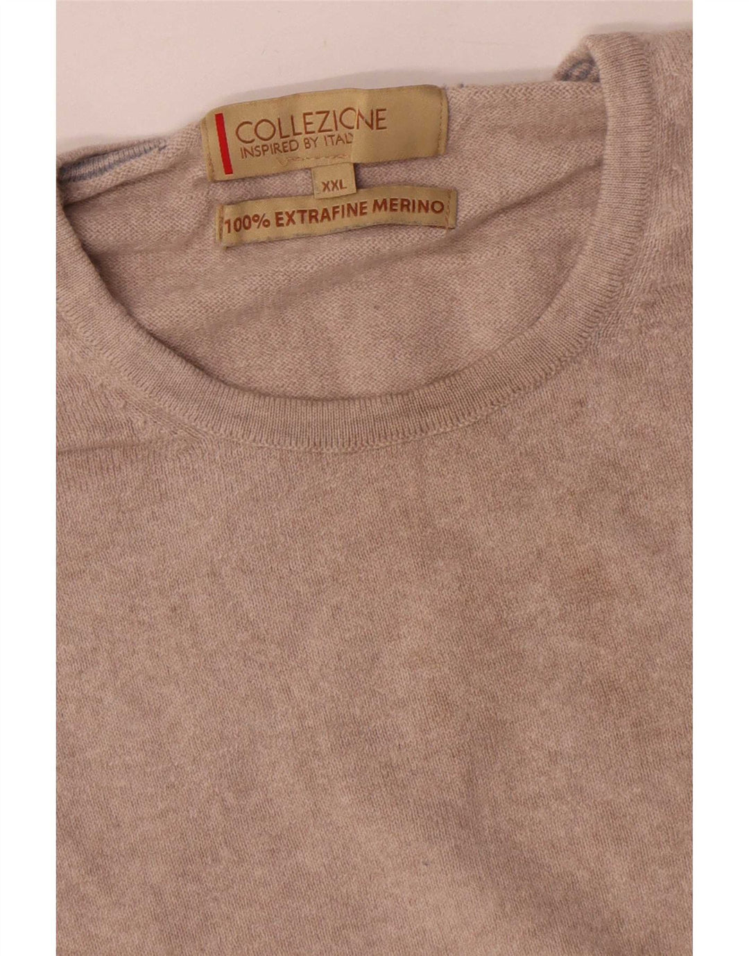 Marks & Spencer Herre sweater med rund hals 2XL Beige Merinould