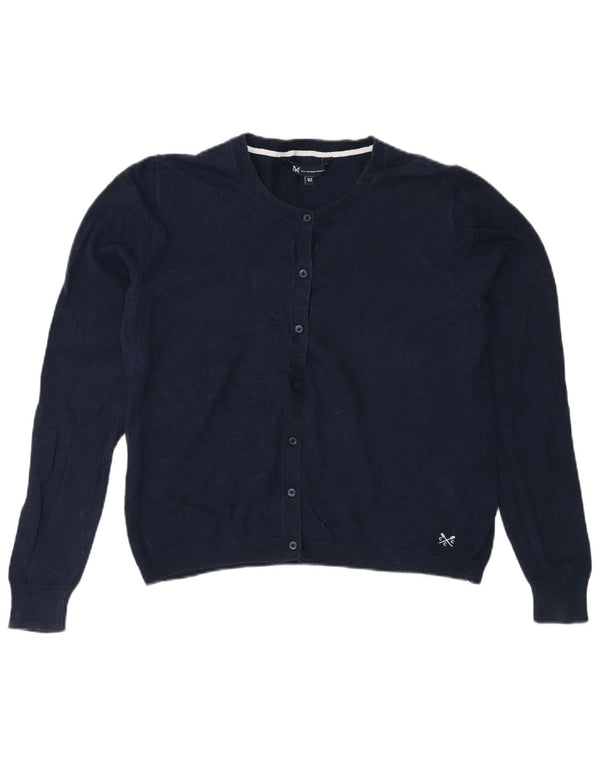 Crew Clothing Dame Cardigan Sweater UK 10 Small Navy Blue Cotton