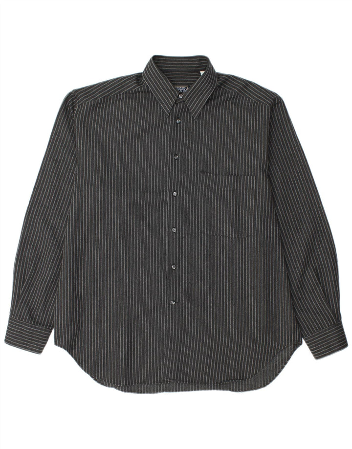 Trussardi herreskjorte str. 40 Medium Sort nålestribet polyester